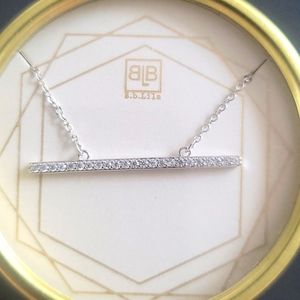 NIB BB Lila Silver Pave Bar Necklace 18" plus extender